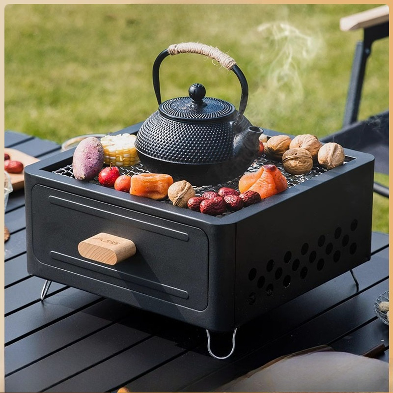 Outdoor Furniture - 휴대용 숯불 바비큐 그릴, 사각형 구조,