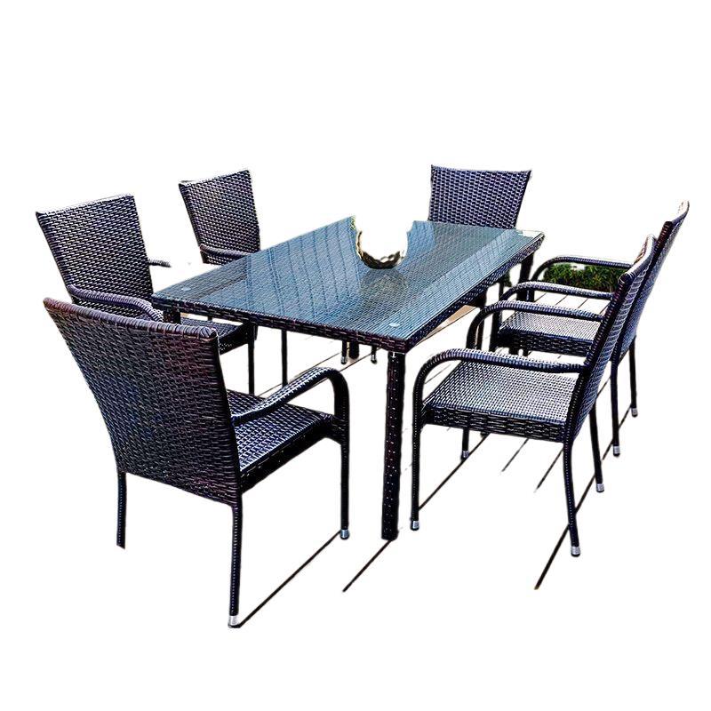 Outdoor Furniture - 야외 라탄 테이블과 의자 거실 야외