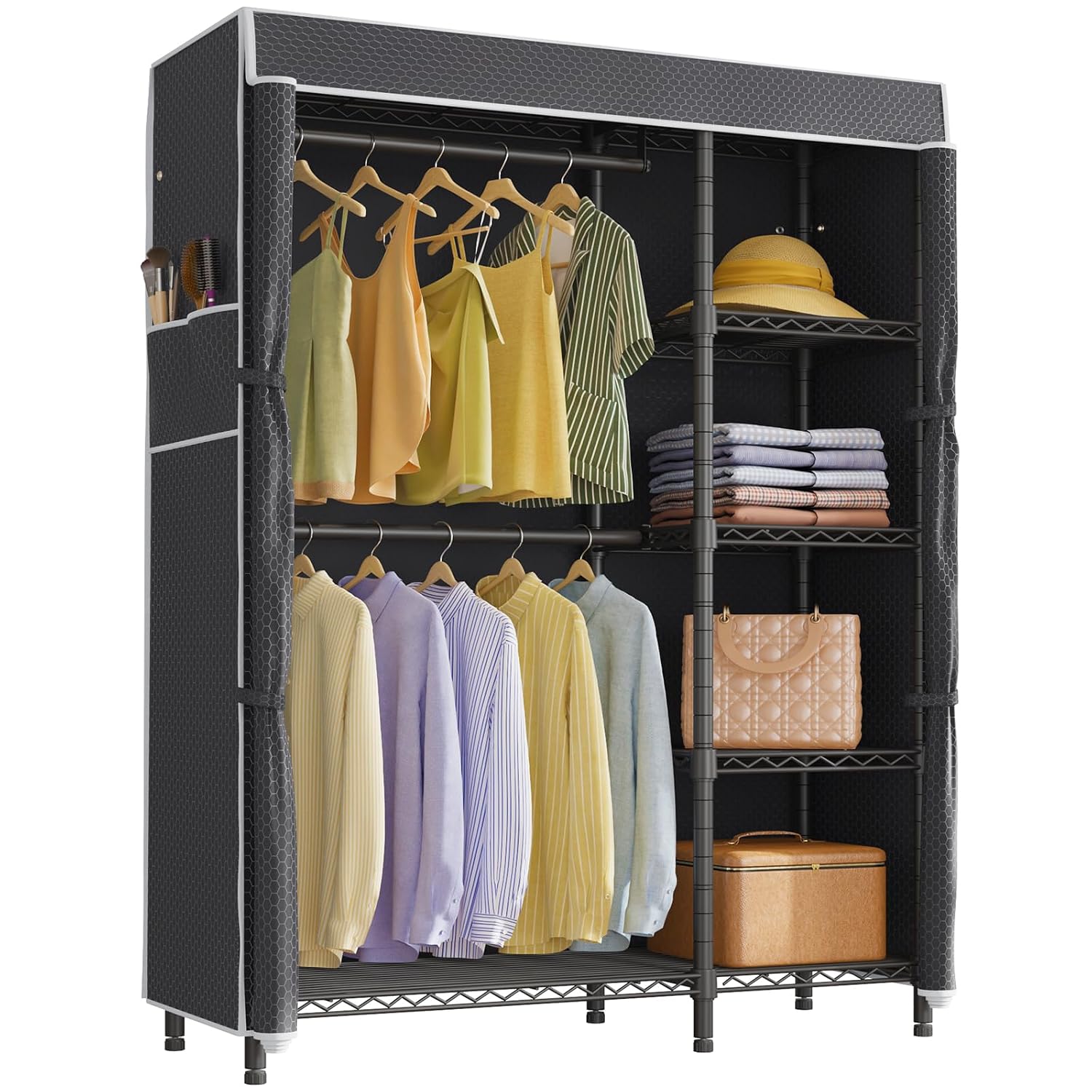 Wardrobe Closet Portable Fabric Cover - 이동식 옷장, 튼튼한 옷걸이, 패브릭 커버