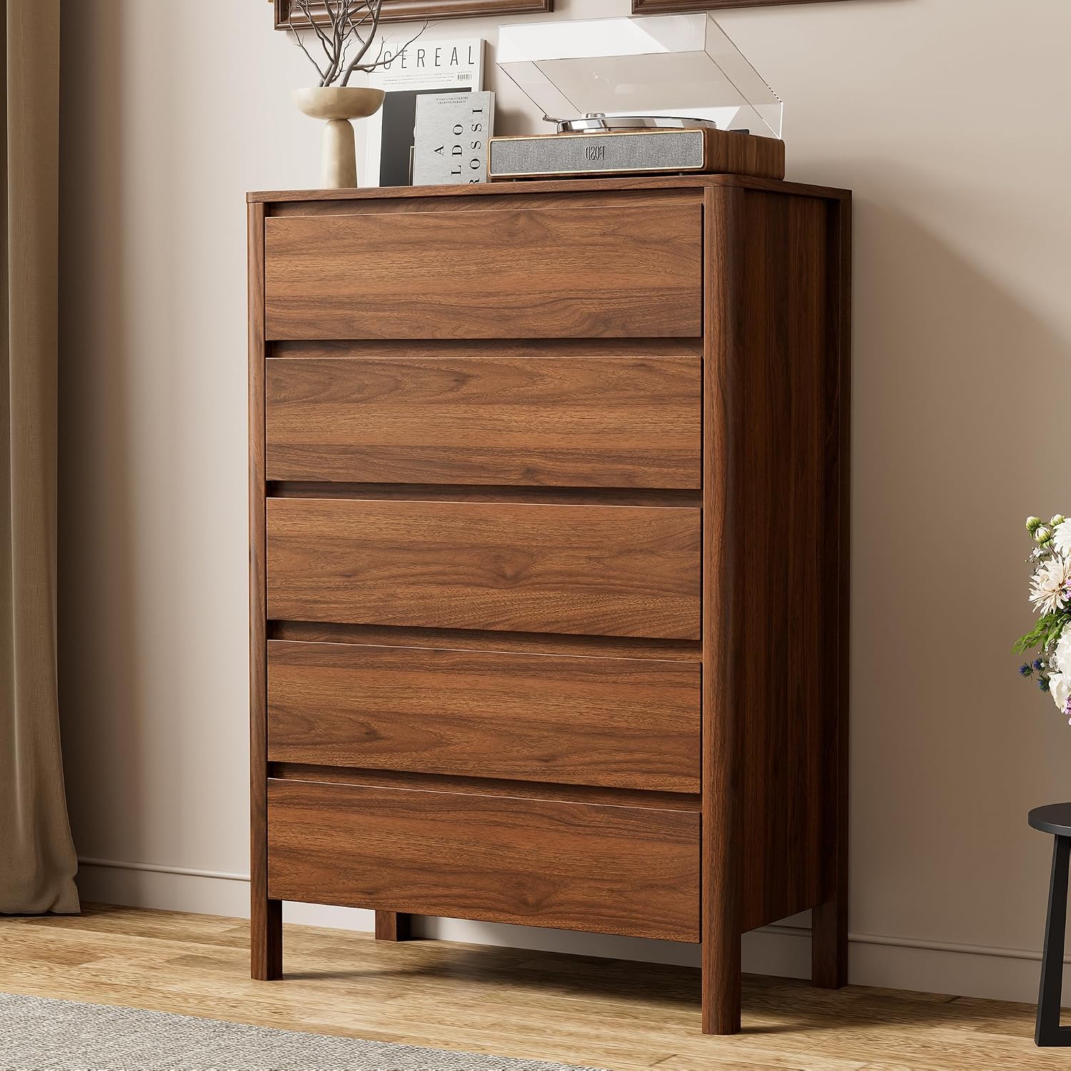 Bedroom Furniture - 5단 서랍형 원목 수납장, 높이가 큰
