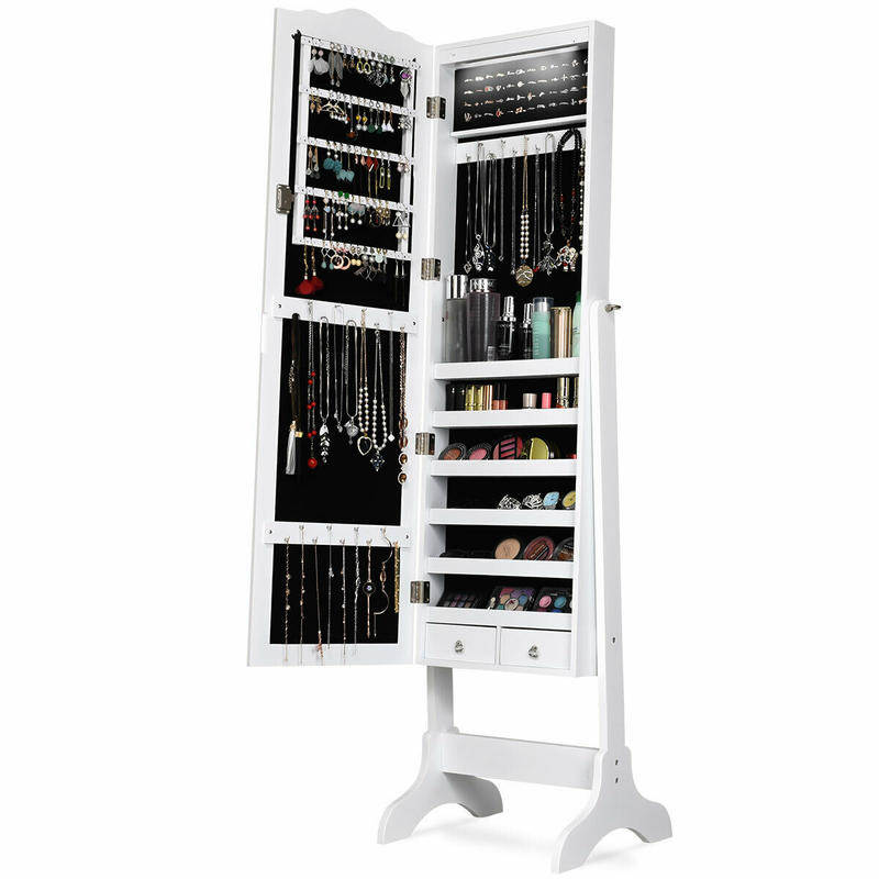 Full Length Mirror Jewelry Armoire - 14 LED 조명 장식장 캐비닛(전신 거울