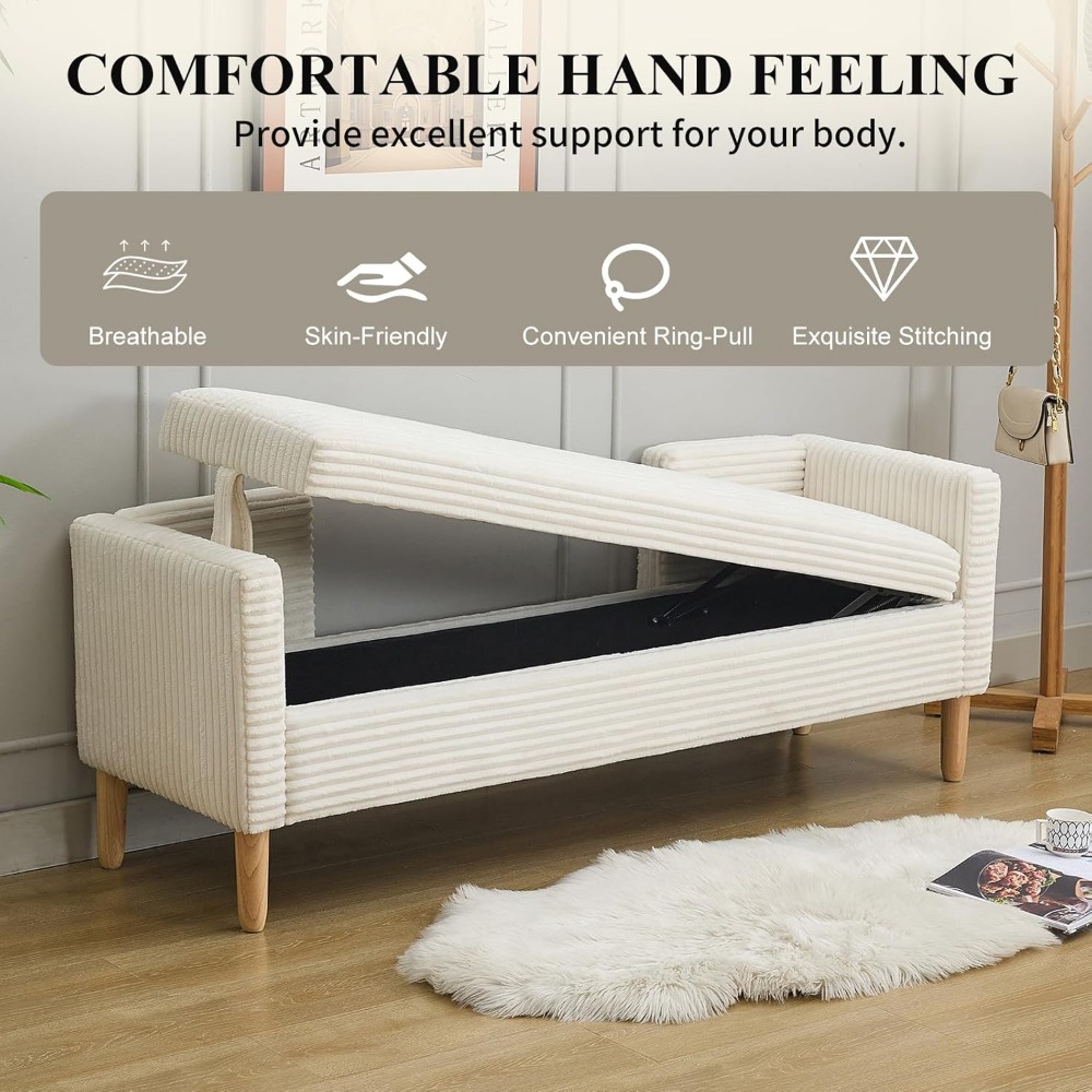 Bedroom Furniture - 나무 다리가 있는 침대 끝 벤치,