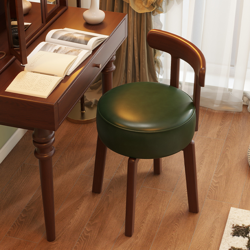 Bedroom Furniture - 원목 회전 화장 의자, 가죽 쿠션,