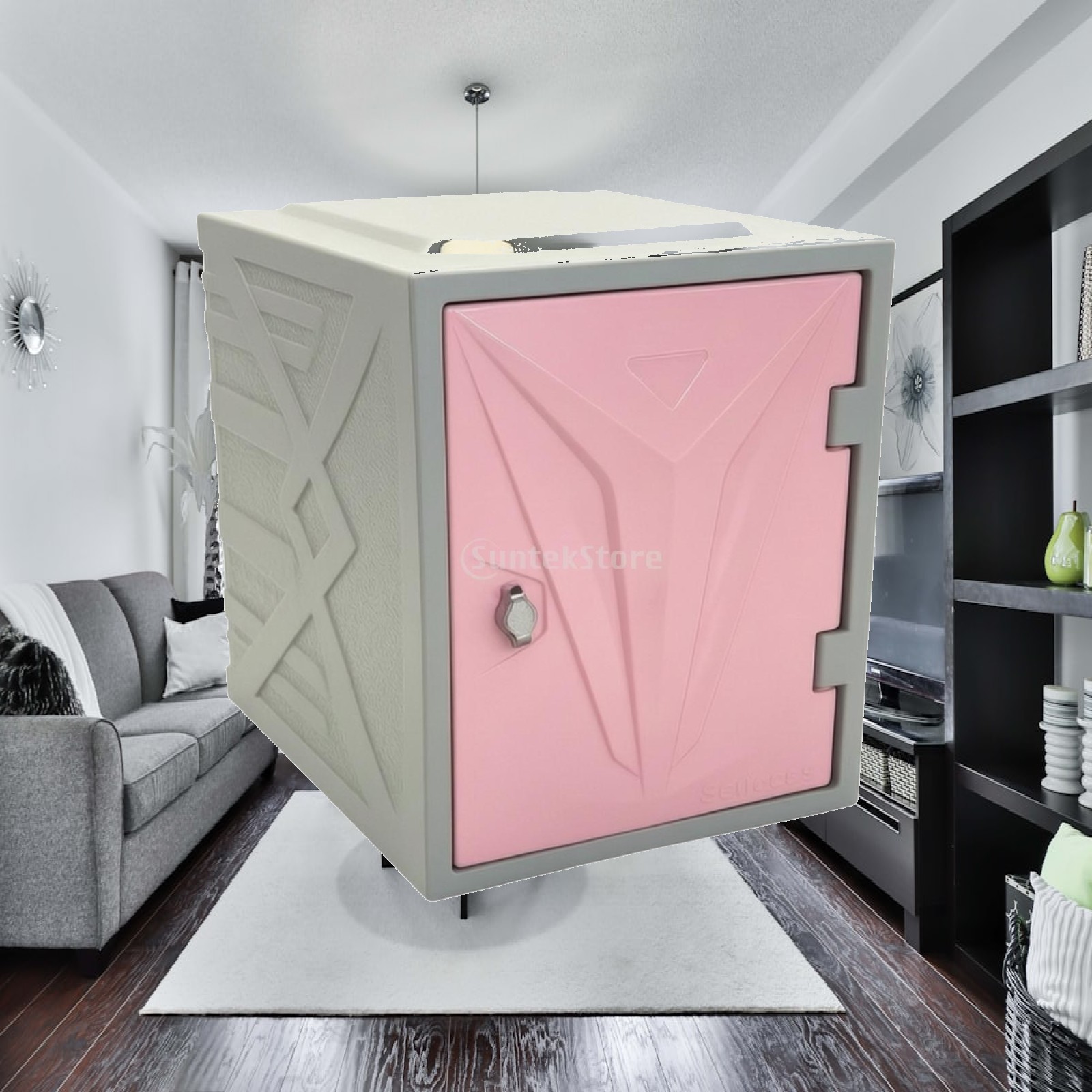 Bedroom Furniture - 기하학적 디자인의 수납장, 잠금 가능한 문이