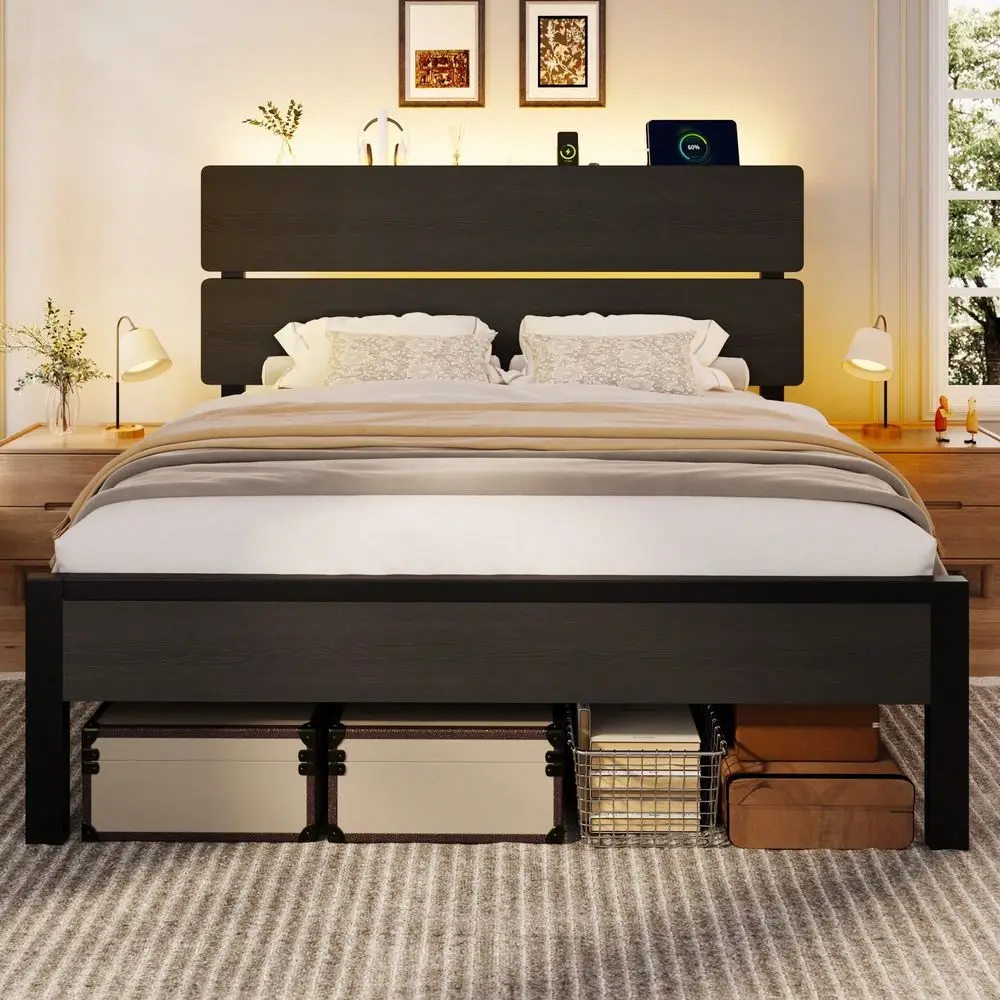 LED 조명이 내장된 충전 스테이션이 있는 트윈 풀 퀸 - Canopy Bed Frame Metal Queen 리뷰 및 가격