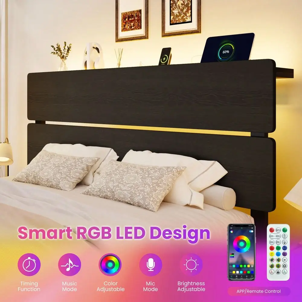 LED 조명이 내장된 충전 스테이션이 있는 트윈 풀 퀸 - Canopy Bed Frame Metal Queen 리뷰 및 가격