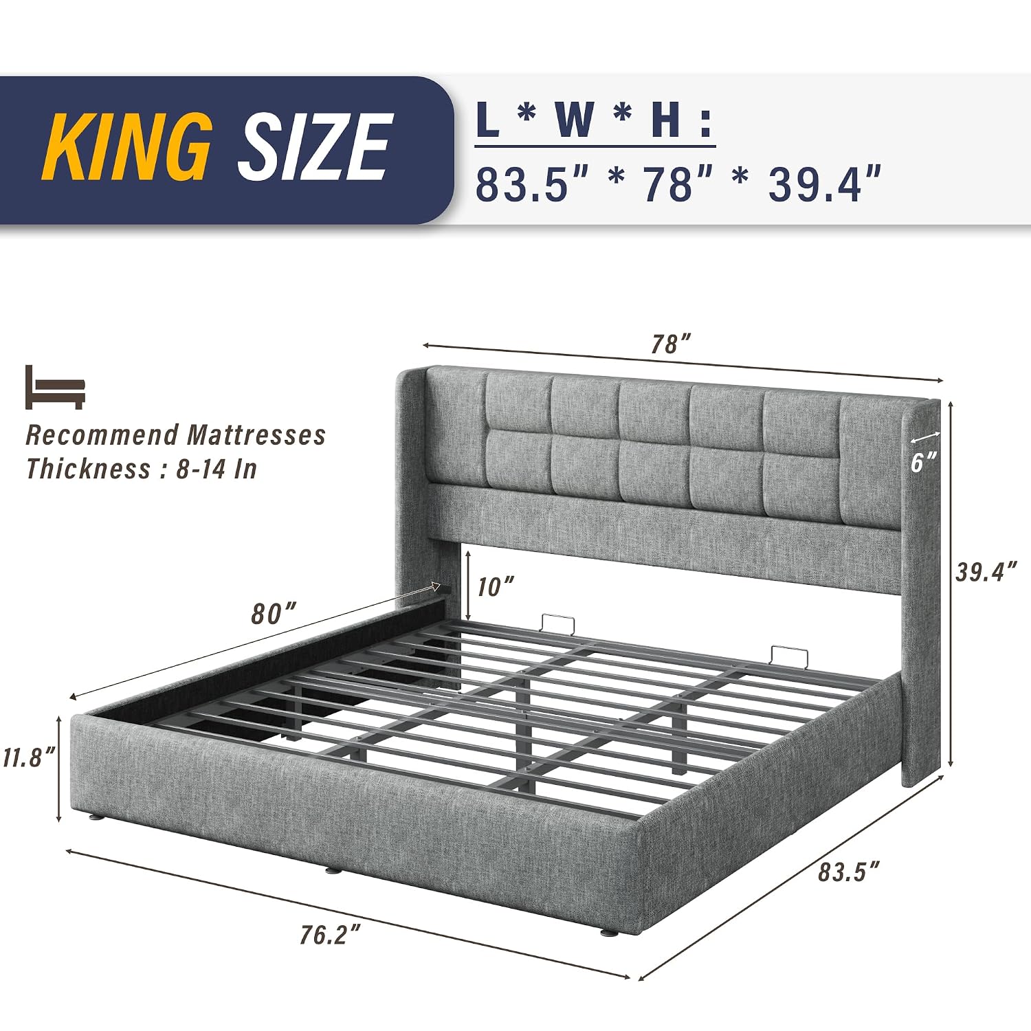 킹 사이즈 침대 프레임, 유압식 가스 리프트 수납형,  - Gas Lift Storage Bed Hydraulic 리뷰 및 가격