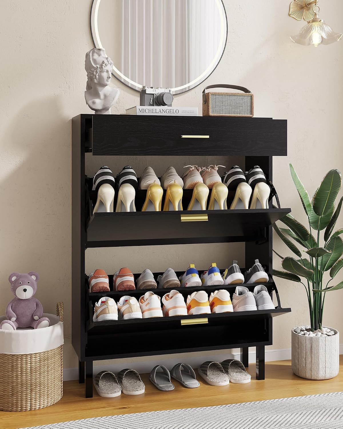 현관용 좁은 신발장, 3단 서랍, 초슬림 신발장, 3단 - Shoe Rack Cabinet Narrow Entryway 리뷰 및 가격