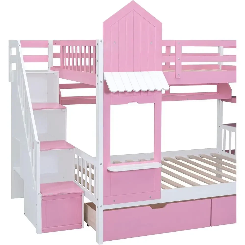 계단, 미끄럼틀, 수납 서랍이 있는 어린이용 2층 침대 - Bunk Bed With Stairs And Slide 리뷰 및 가격