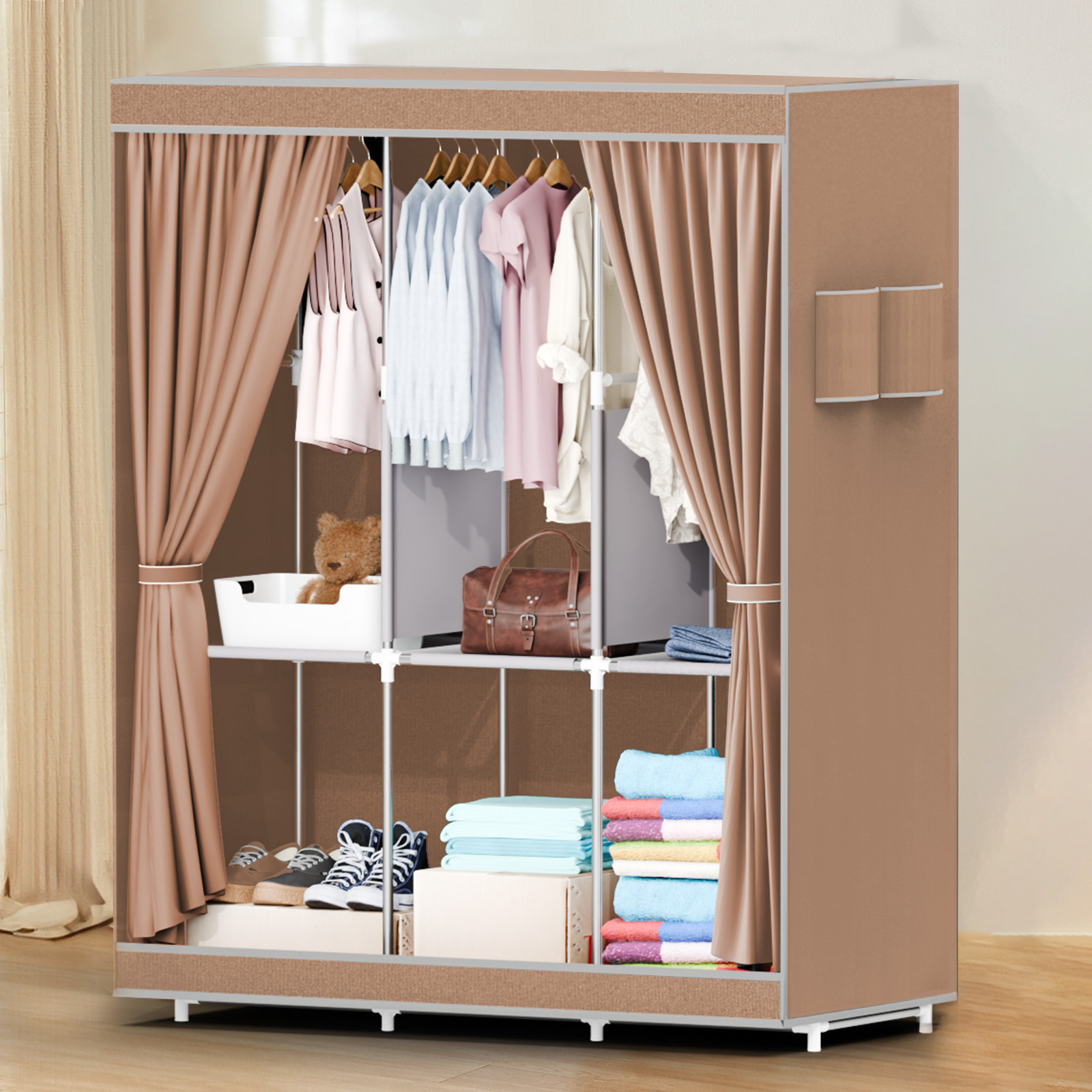 51인치 휴대용 옷장 16mm 두께 파이프 의류 보관  - Wardrobe Closet Portable Fabric Cover 리뷰 및 가격