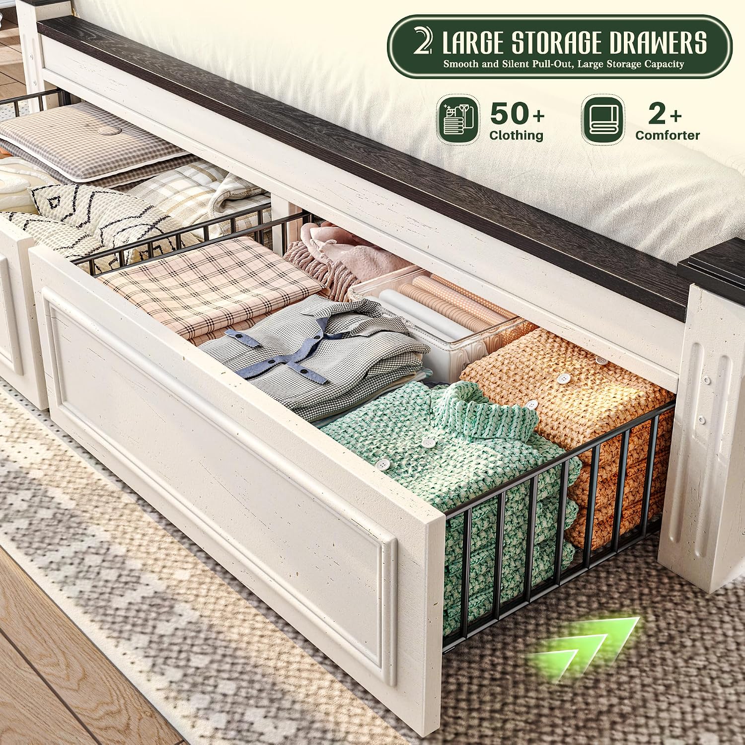 킹사이즈 침대 프레임 51인치 높이 헤드보드 및 2개의 - King Size Bed Frame With Storage Drawers 리뷰 및 가격