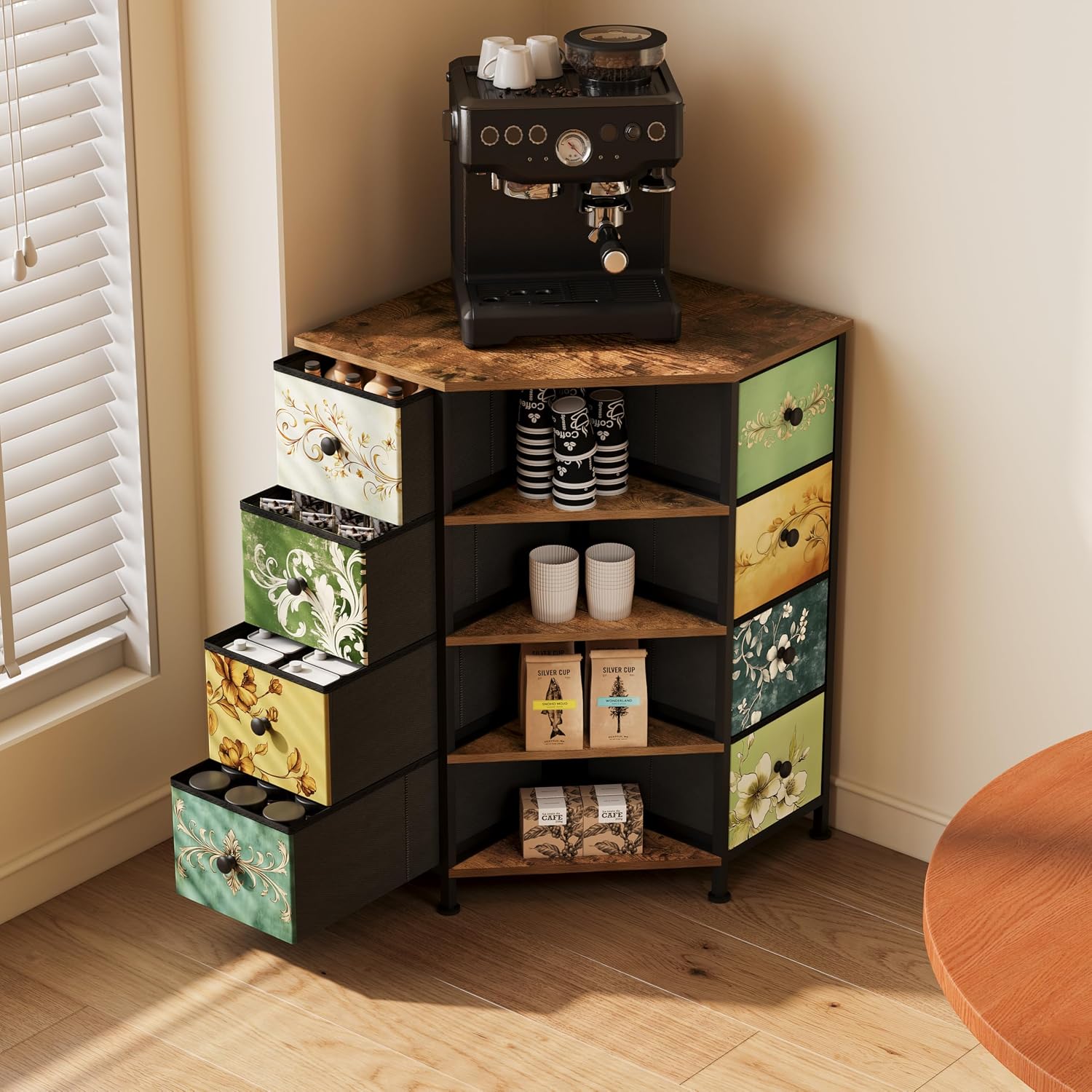 8단 서랍 코너 드레서, 패브릭 수납 서랍과 나무 상단 - Bedroom Furniture 리뷰 및 가격