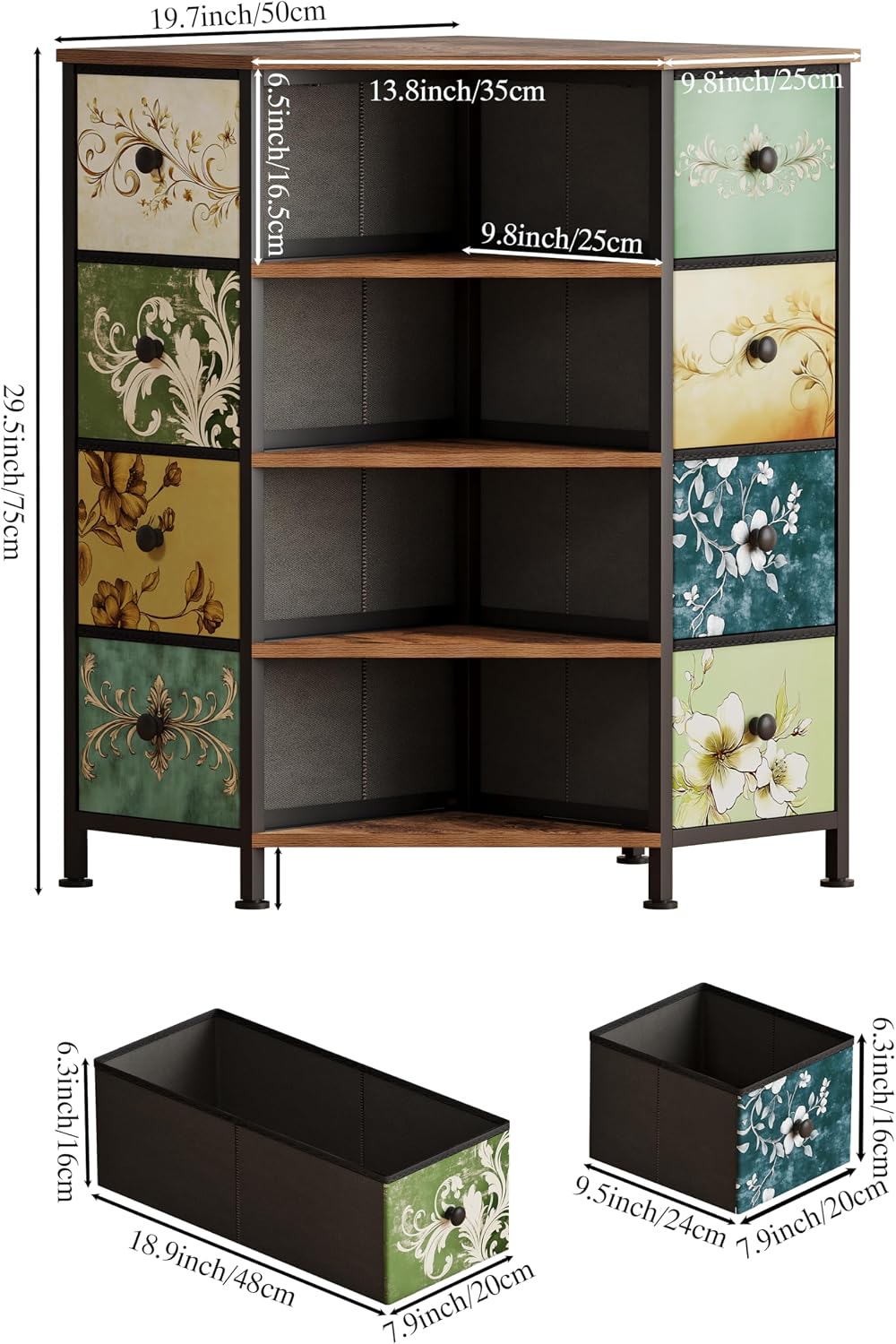 8단 서랍 코너 드레서, 패브릭 수납 서랍과 나무 상단 - Bedroom Furniture 리뷰 및 가격