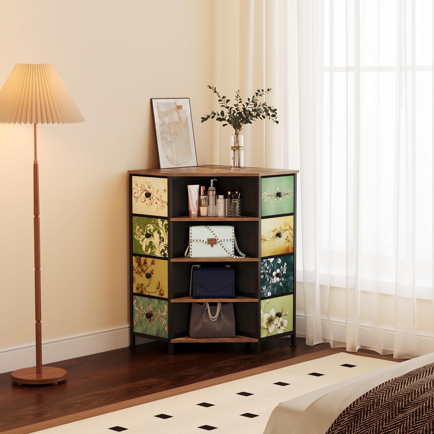 8단 서랍 코너 드레서, 패브릭 수납 서랍과 나무 상단 - Bedroom Furniture 리뷰 및 가격