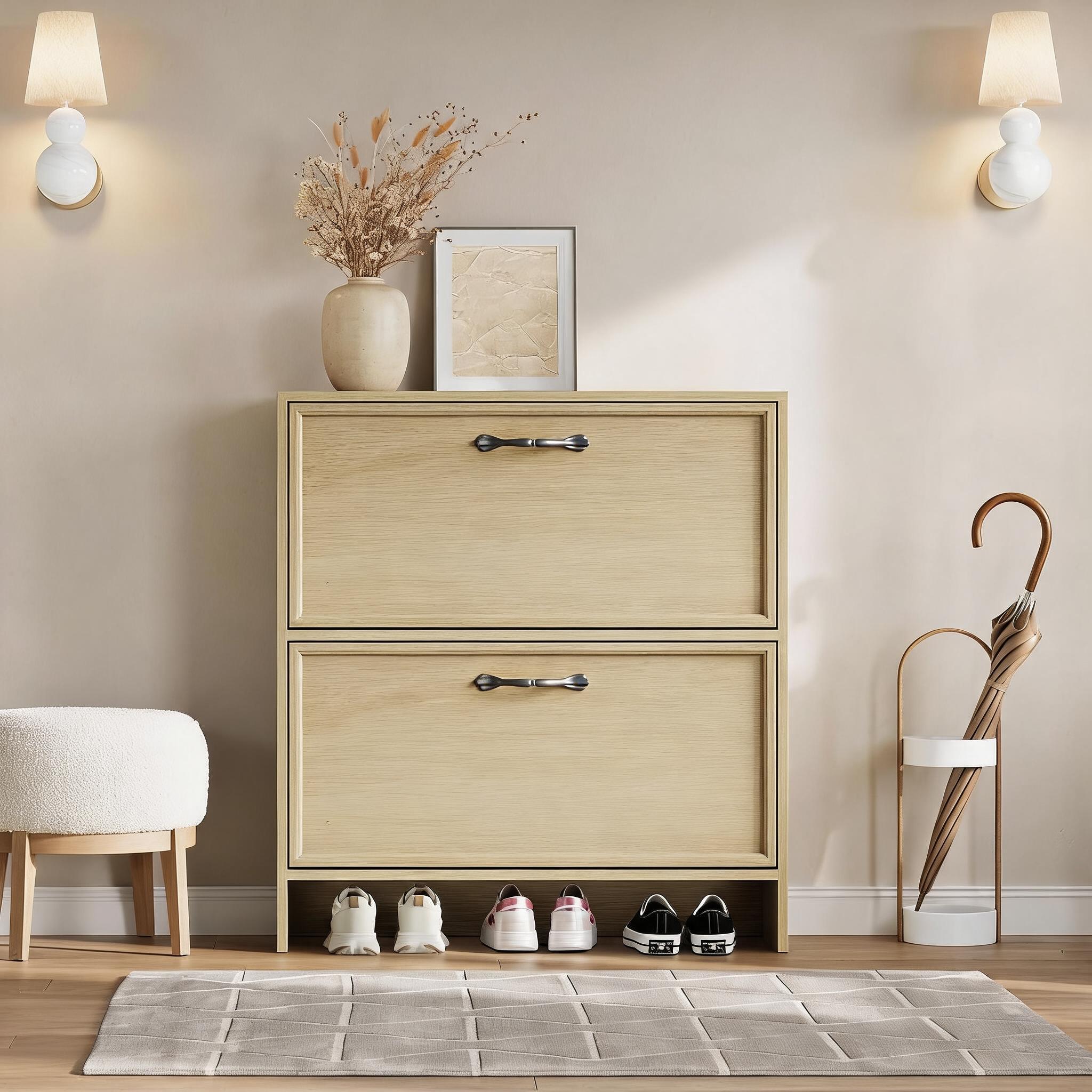 2단 플립형 신발장, 조절 가능한 선반, 공간 절약형  - Shoe Rack Cabinet Narrow Entryway 리뷰 및 가격