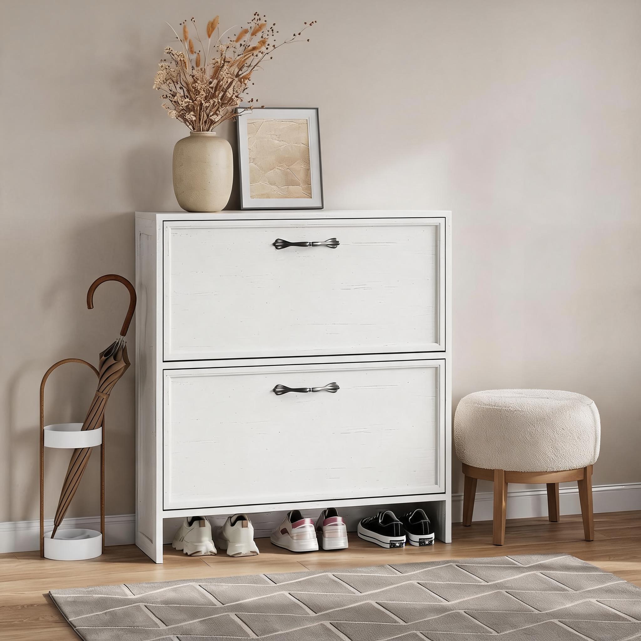 2단 플립형 신발장, 조절 가능한 선반, 공간 절약형  - Shoe Rack Cabinet Narrow Entryway 리뷰 및 가격