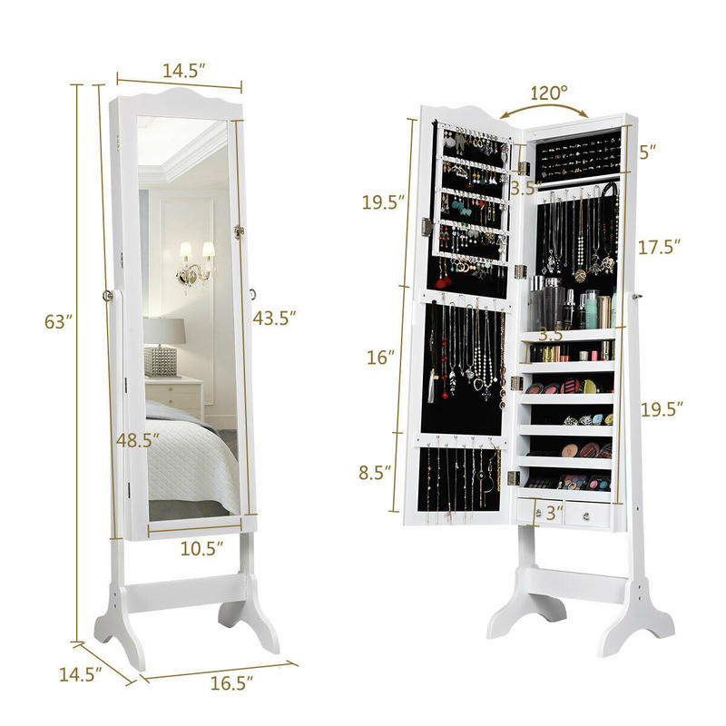 14 LED 조명 장식장 캐비닛(전신 거울 및 4가지  - Full Length Mirror Jewelry Armoire 리뷰 및 가격