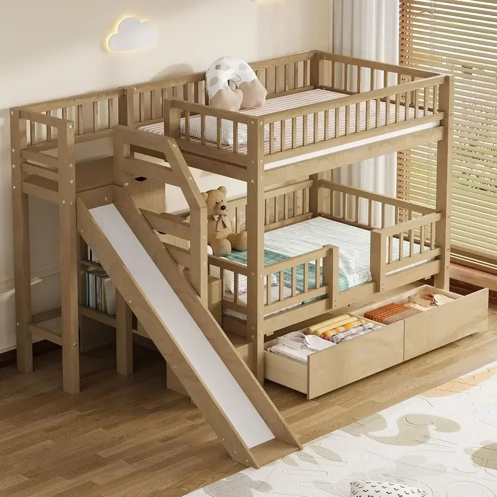 미끄럼틀과 수납 공간이 있는 2층 침대(나무 소재),  - Bunk Bed With Stairs And Slide 리뷰 및 가격