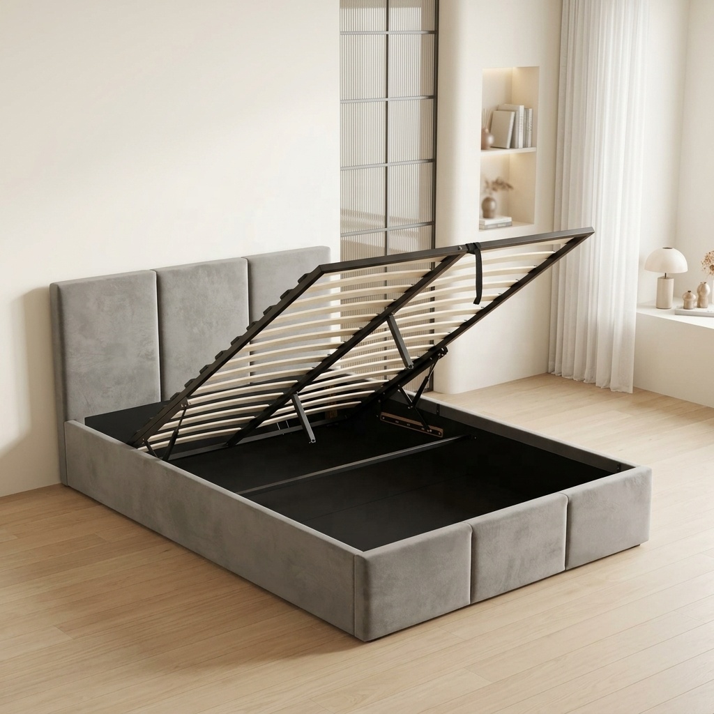 무료 샘플 제공, 모던 스타일 소프트 침대 플랫폼, 소 - Gas Lift Storage Bed Hydraulic 리뷰 및 가격