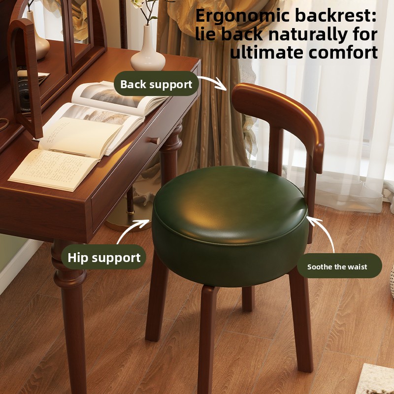 원목 회전 화장 의자, 가죽 쿠션, 침실 화장 의자,  - Bedroom Furniture 리뷰 및 가격