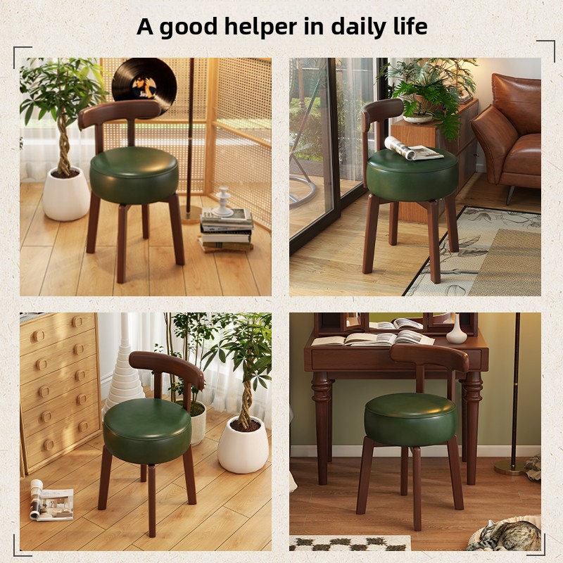 원목 회전 화장 의자, 가죽 쿠션, 침실 화장 의자,  - Bedroom Furniture 리뷰 및 가격