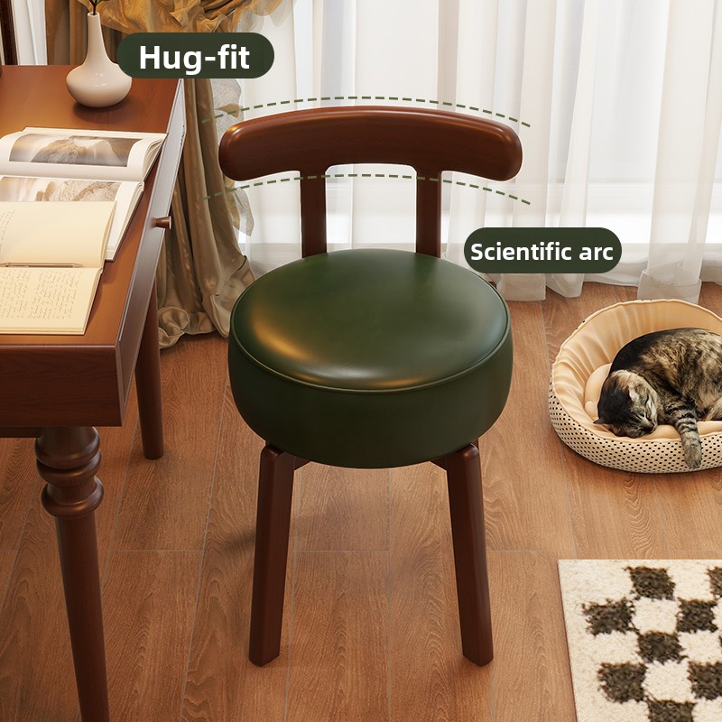 원목 회전 화장 의자, 가죽 쿠션, 침실 화장 의자,  - Bedroom Furniture 리뷰 및 가격