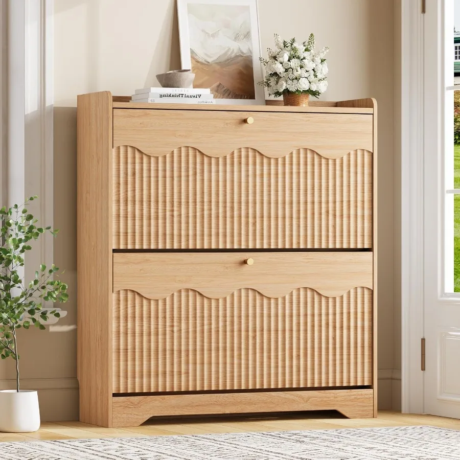 현대적인 웨이브 모양의 엣지 디자인이 돋보이는 신발 수 - Shoe Rack Cabinet Narrow Entryway 리뷰 및 가격