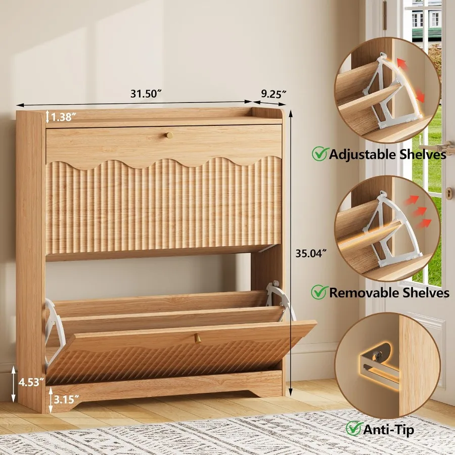현대적인 웨이브 모양의 엣지 디자인이 돋보이는 신발 수 - Shoe Rack Cabinet Narrow Entryway 리뷰 및 가격
