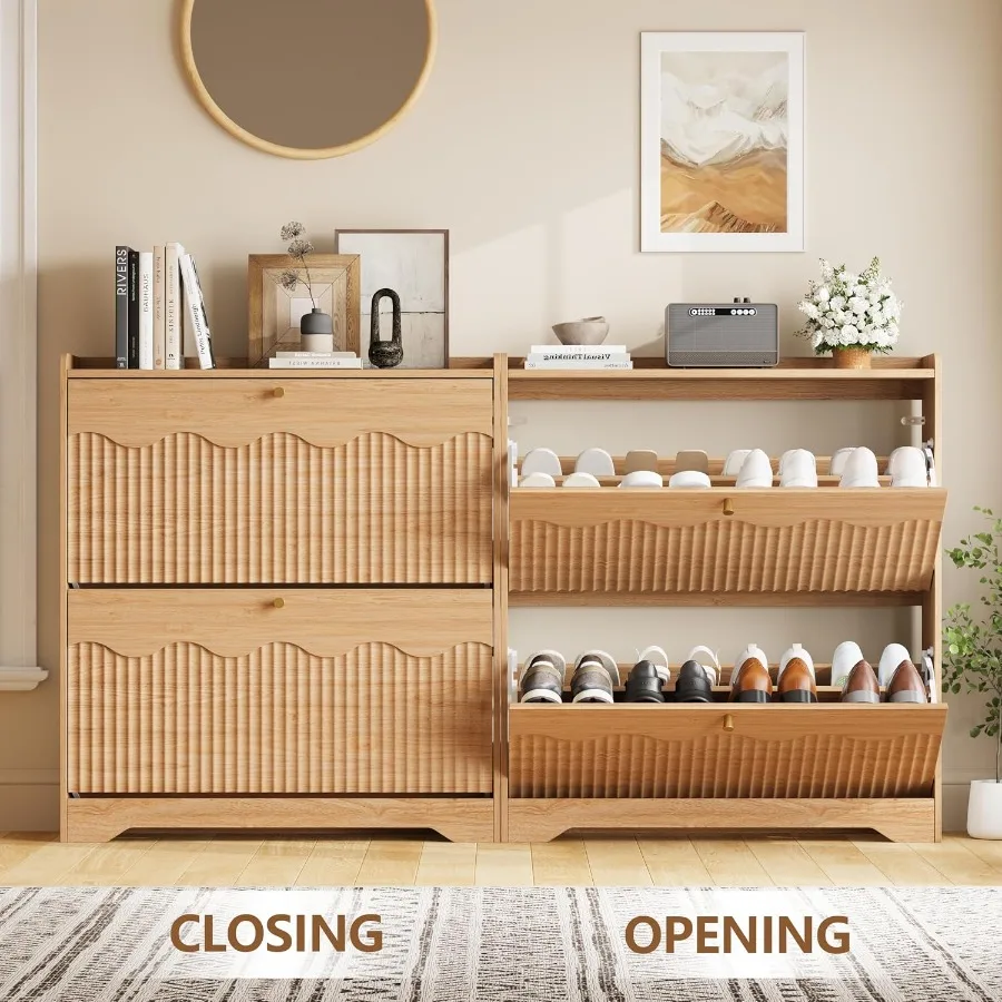 현대적인 웨이브 모양의 엣지 디자인이 돋보이는 신발 수 - Shoe Rack Cabinet Narrow Entryway 리뷰 및 가격