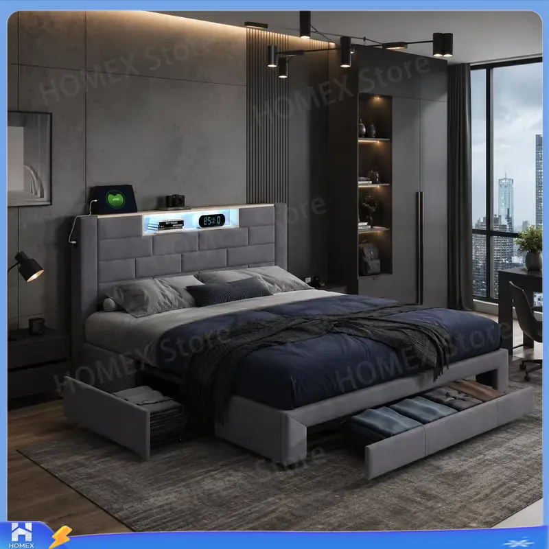 5피트 크기의 더블 침대 프레임, 수납 공간이 있는 오 - Gas Lift Storage Bed Hydraulic 리뷰 및 가격
