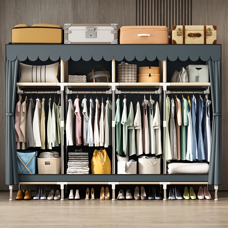 금속 프레임 휴대용 옷장 정리함, 행거봉 포함, 보호용 - Wardrobe Closet Portable Fabric Cover 리뷰 및 가격
