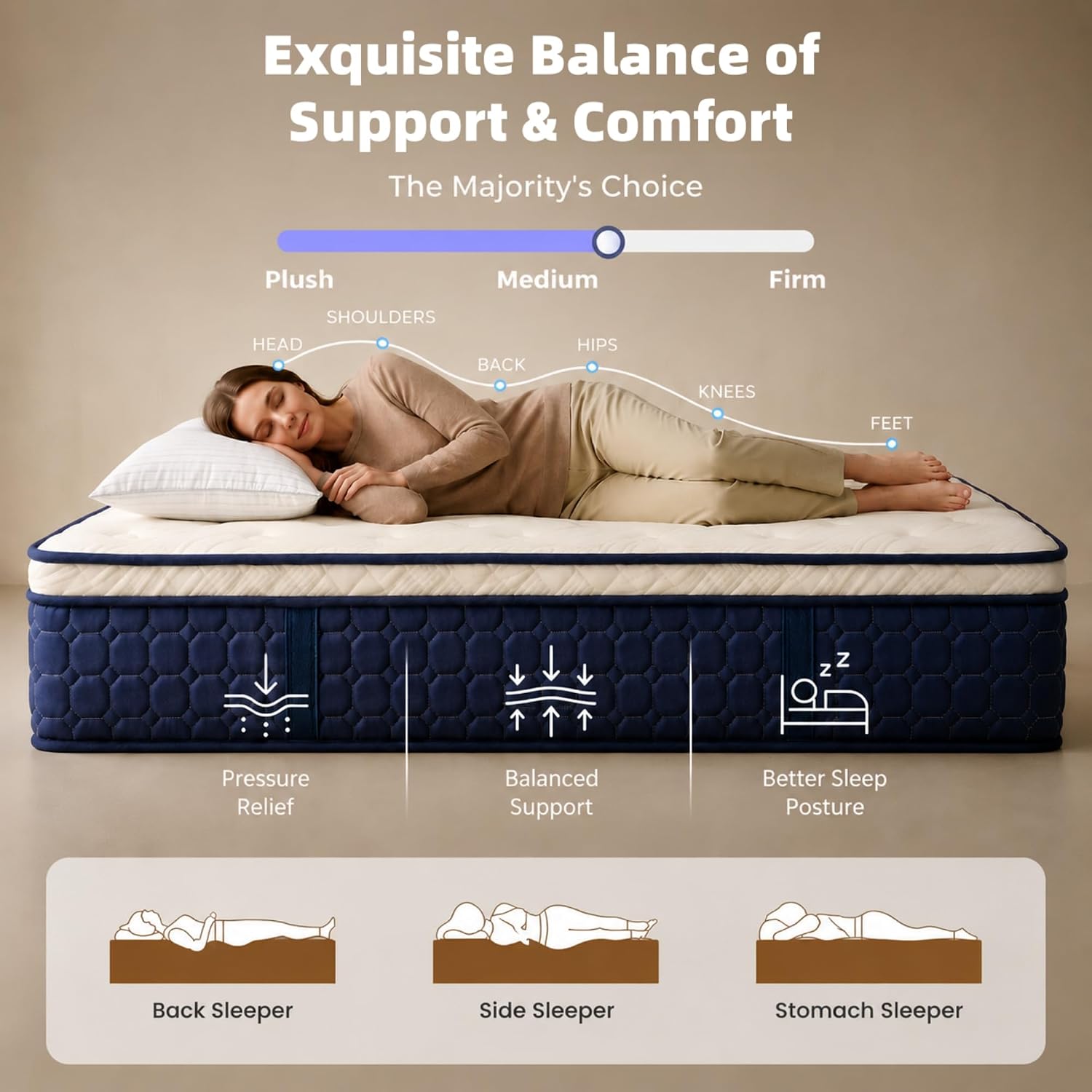 퀸 사이즈 매트리스, 14인치 하이브리드 매트리스 (박 - Memory Foam Mattress In A Box Queen 리뷰 및 가격