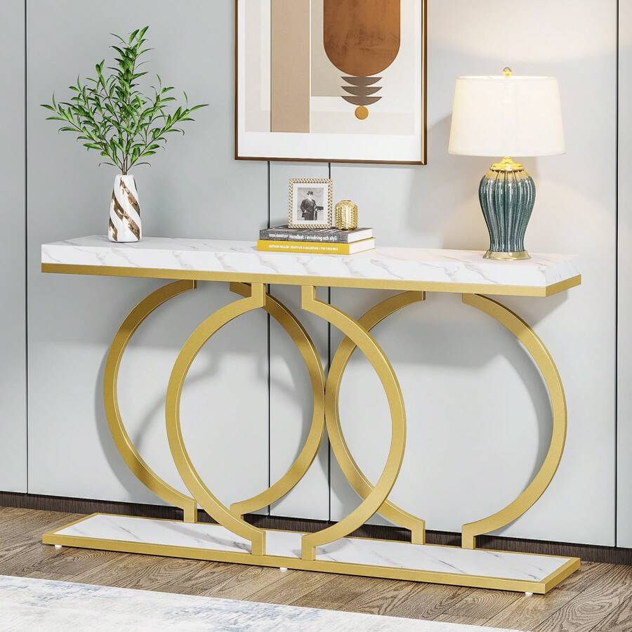 인치형 모던 골드 콘솔 테이블, 현관 테이블, 좁고 긴 - Tables 리뷰 및 가격