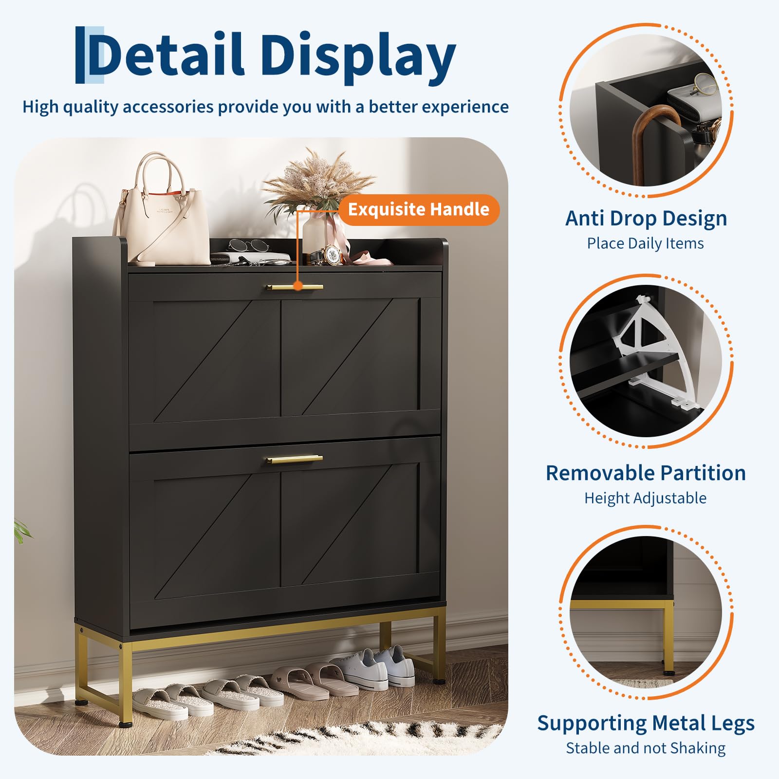 현관용 좁은 신발장, 2단 플립 서랍, 조절 가능한 선 - Shoe Rack Cabinet Narrow Entryway 리뷰 및 가격