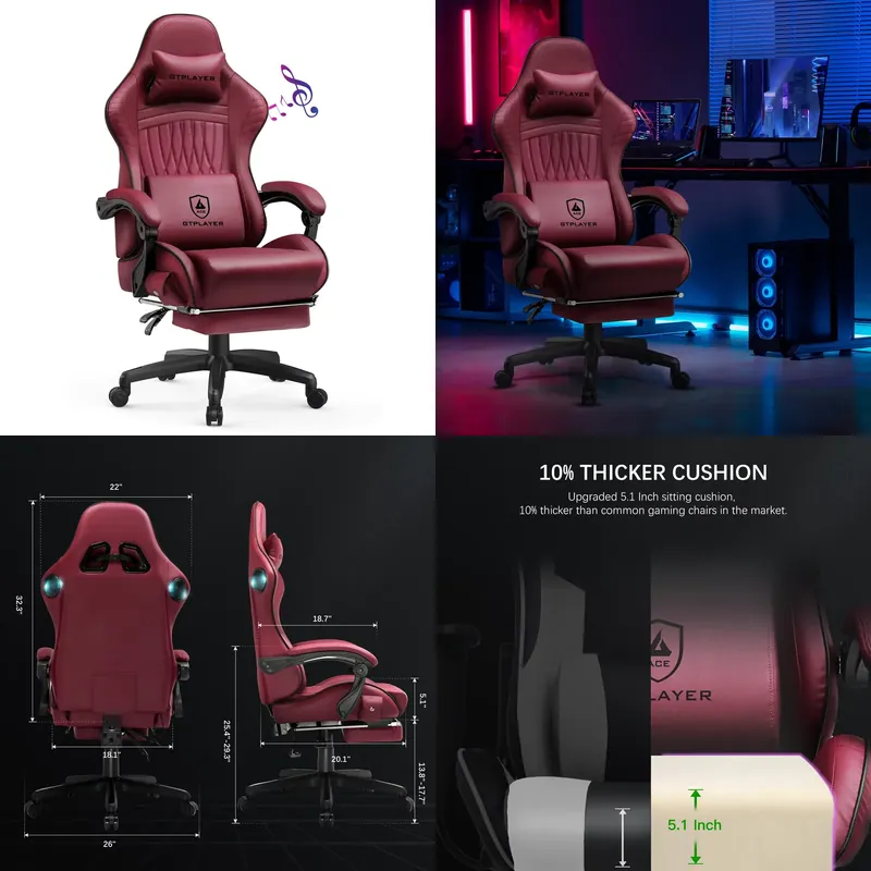 GTPLAYER 게이밍 의자(스피커 내장), 인체공학적 - Office Furniture 리뷰 및 가격