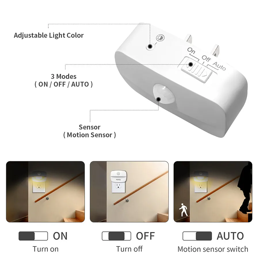 LED 야간 조명 모션 센서 EU 미국 플러그 램프 야 - Floating Nightstand With Led Light 리뷰 및 가격