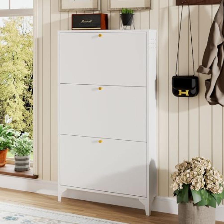 독립형 3단 플립 서랍 신발장, 현관, 복도, 거실용  - Shoe Rack Cabinet Narrow Entryway 리뷰 및 가격