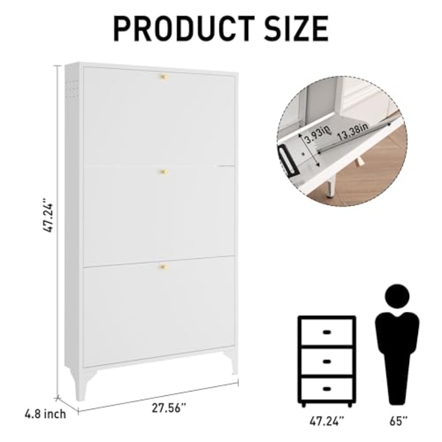 독립형 3단 플립 서랍 신발장, 현관, 복도, 거실용  - Shoe Rack Cabinet Narrow Entryway 리뷰 및 가격